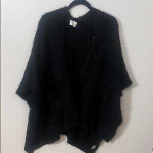 Melrose and Market Black Fuzzy Poncho‎ sweater one size
